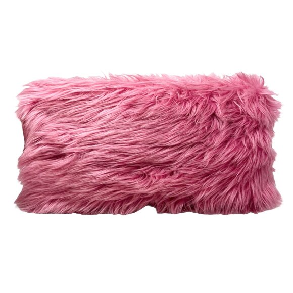 PRADA Vintage Logo Faux Fur Clutch Bag Zip Acrylic Polyester Pink  [105251] - Picture 6 of 13
